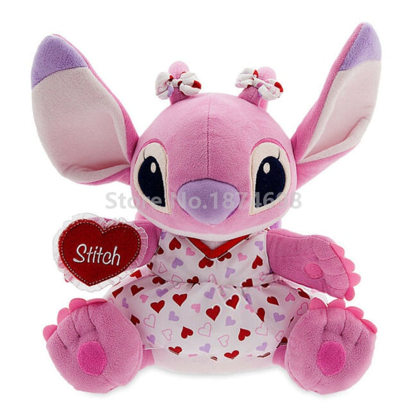 New Lilo and Stitch Valentines Day Pink Angel Red Hearts Plush Toy