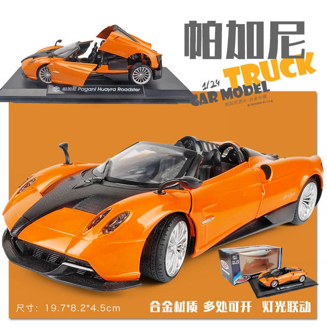 1:24 Scale Classic Diecast Vehicles Pagani Huayra Roadster Metal Sports Car Alloy Model Toys For Children Collection