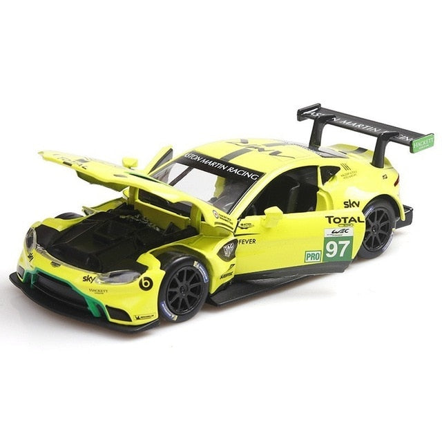 1:32 Aston Martin Diecast Metal Model Vantage GTE Le Mans Sound Light Race Car Pull Back Collection Toys For Children