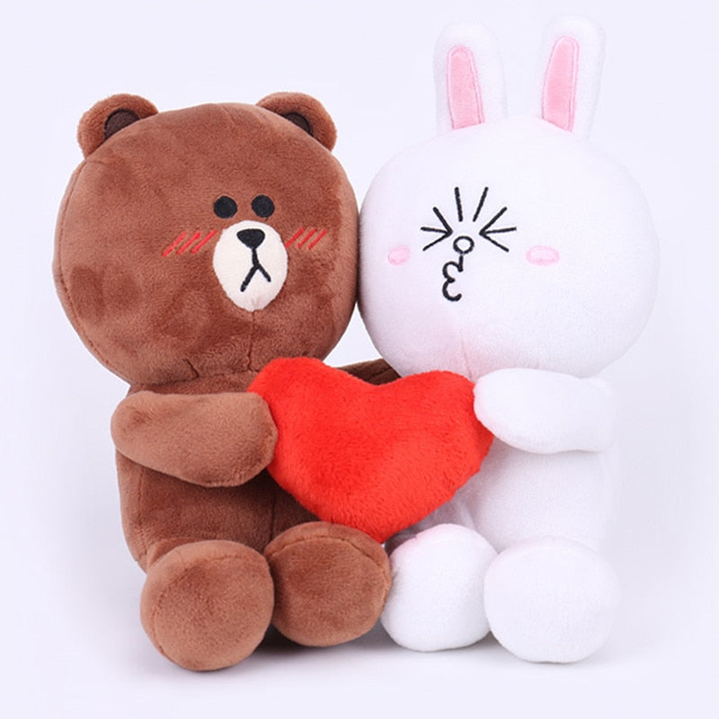 1 Pair kawaii Brown Bear Bunny Cony Doll for Wedding favor Gift Male Bear and Female Rabbit soft Plush Toys for Bride and Groom