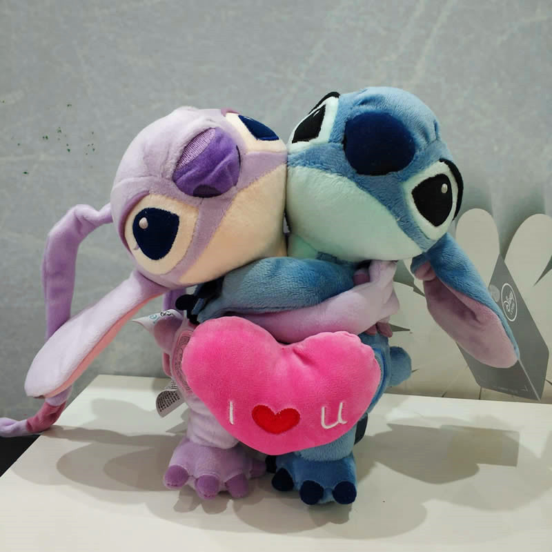 1 pair 20cm high Lilo & Stitch couple with heart Plush toy Stich Stuffed Soft doll Anime Baby child christmas Birthday gift
