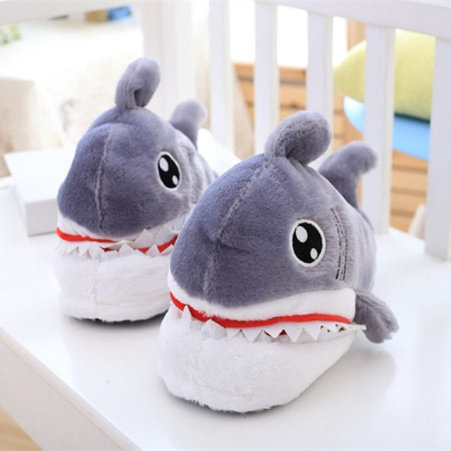 1 pair Cute Plush Animals Toys Shark Shaped Shoes winter shoes domestic shoes for Women and Men Creative Birthday Gifts