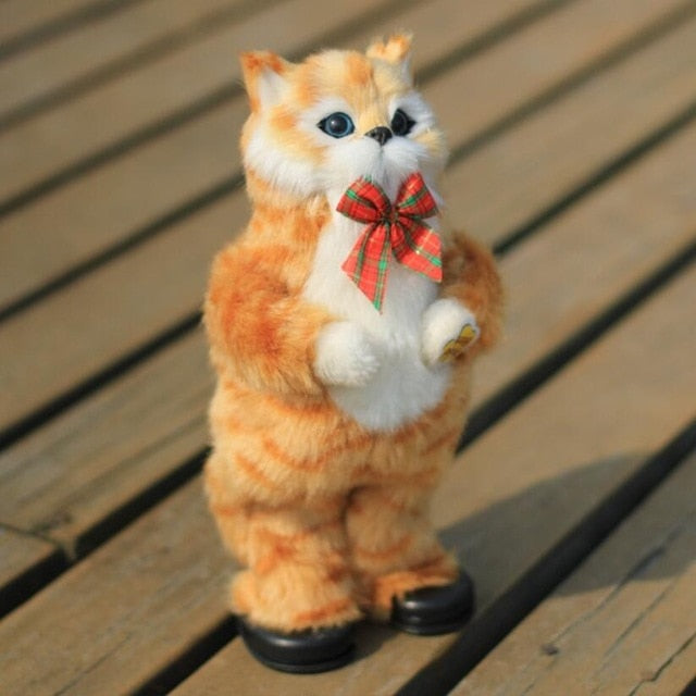 1pc Cute Simulation Cat Electric Yellow Cat Singing And Dancing Cat Doll Gift Kids Interactive Toys/30cm