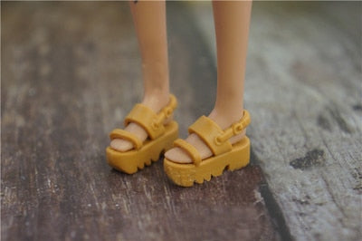 1 pair Doll Shoes 1/6 Fashion black sandals doll slipper boots for Barbie Doll Shoes 1/6