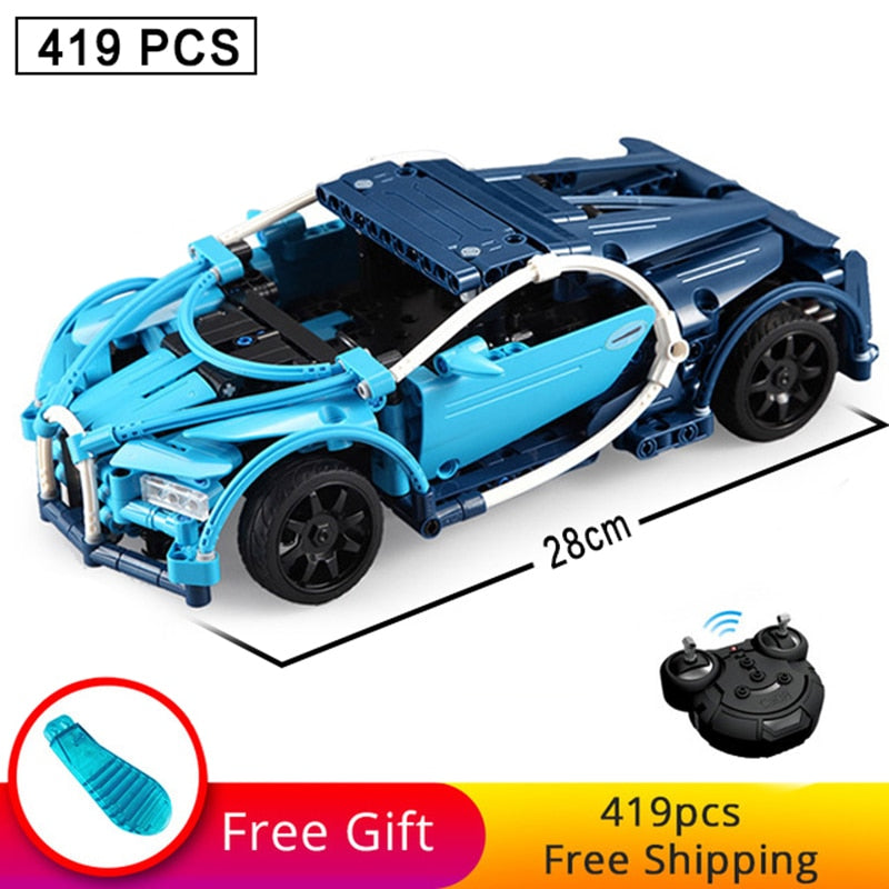 419pcs Remote RC Series Super Blue Sports Car Set Toys Building Blocks Bricks Model Technic Racing Cars Toys