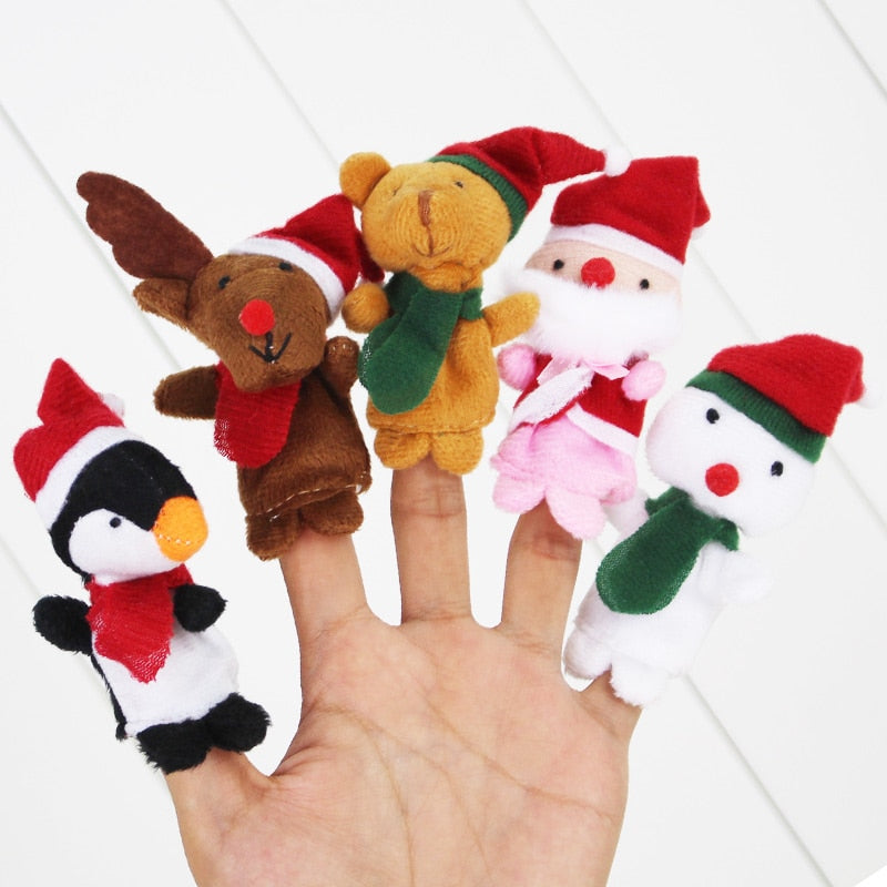 5pcs/set christmas mini plush baby toy animal family finger puppets boys girls finger puppets