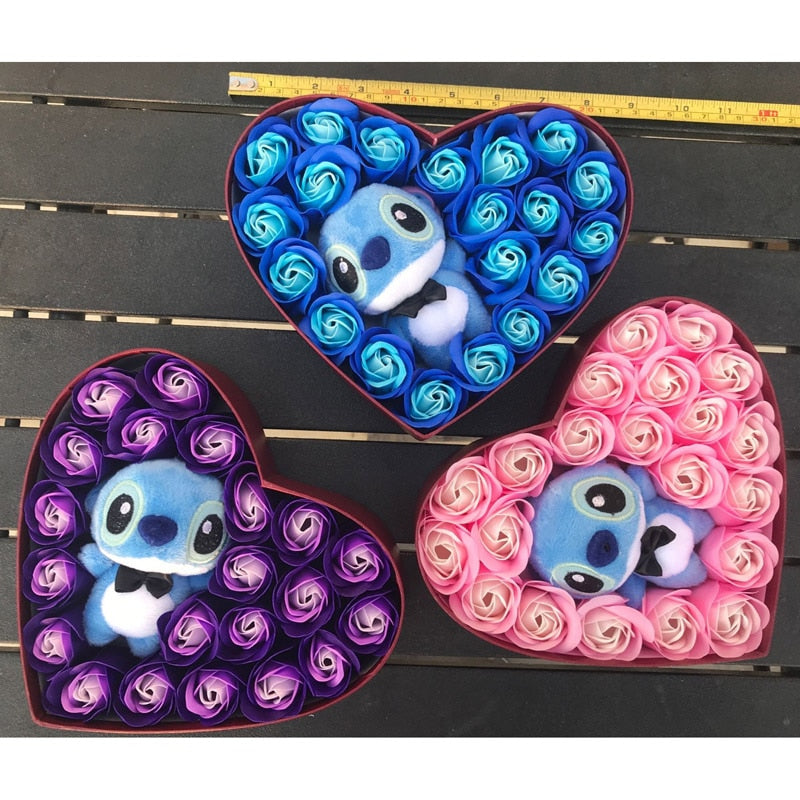 Artificial soap flowers plush Lilo stitch toys case Valentine Day