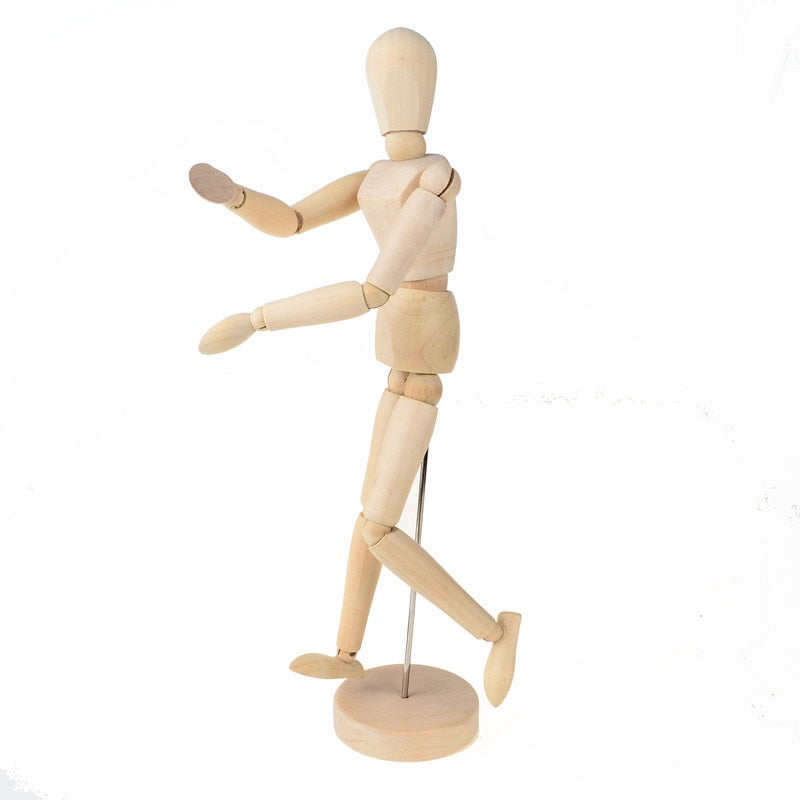 BOHS Mannequin Wooden Flexible Human Model Manikin Blockhead Dummy Puppet Home Decoration  XY-P Joints 12 inch 30cm, with Stand