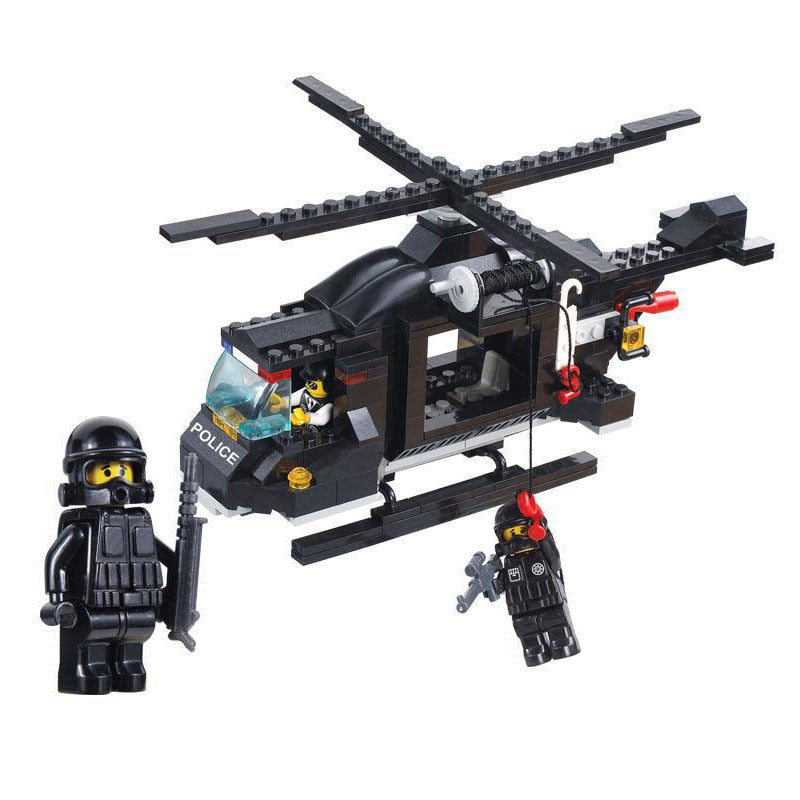 BOHS Riot Swat Figures Helicopter Building Block Children Toys 219pcs