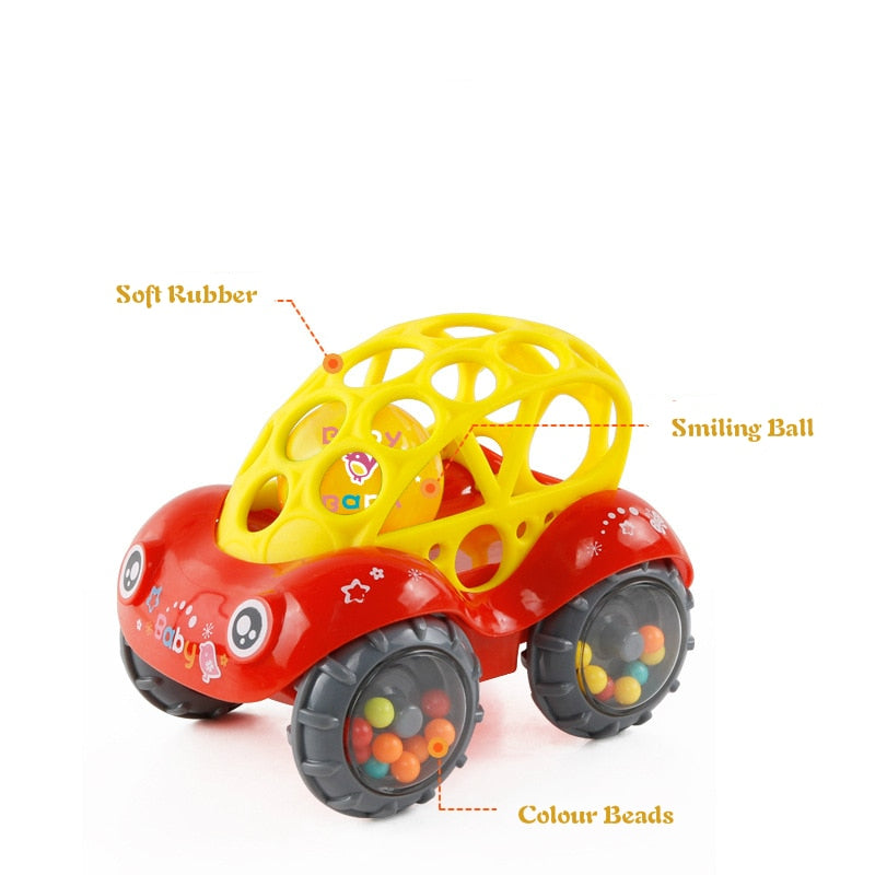 Baby Car Doll Toy Crib Mobile Bell Rings Grip Gutta Percha Hand Catching Ball for Newborns 0-12 Months
