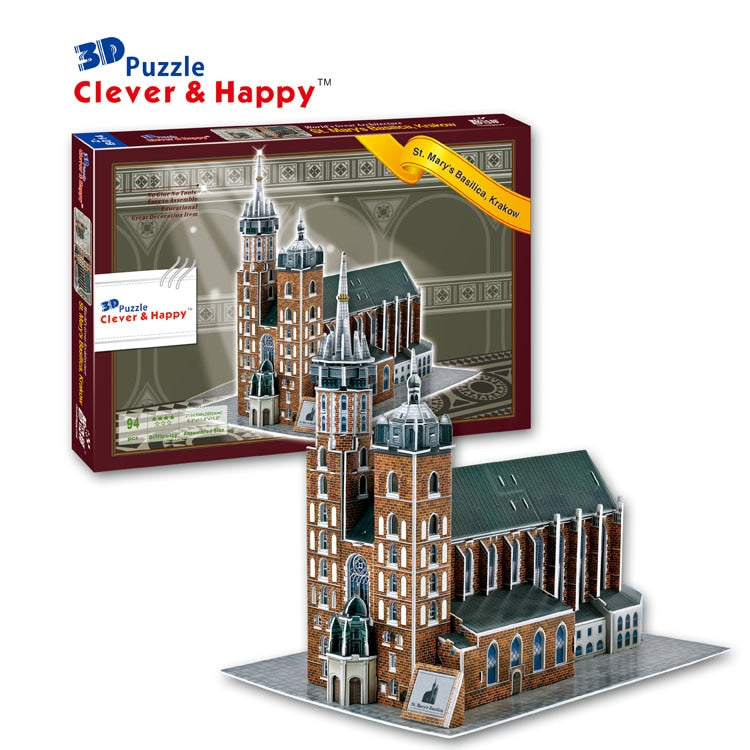Candice guo 3D paper puzzle assemble model toy St. Mary's basilica Krakow church building birthday gift christmas present 1pc