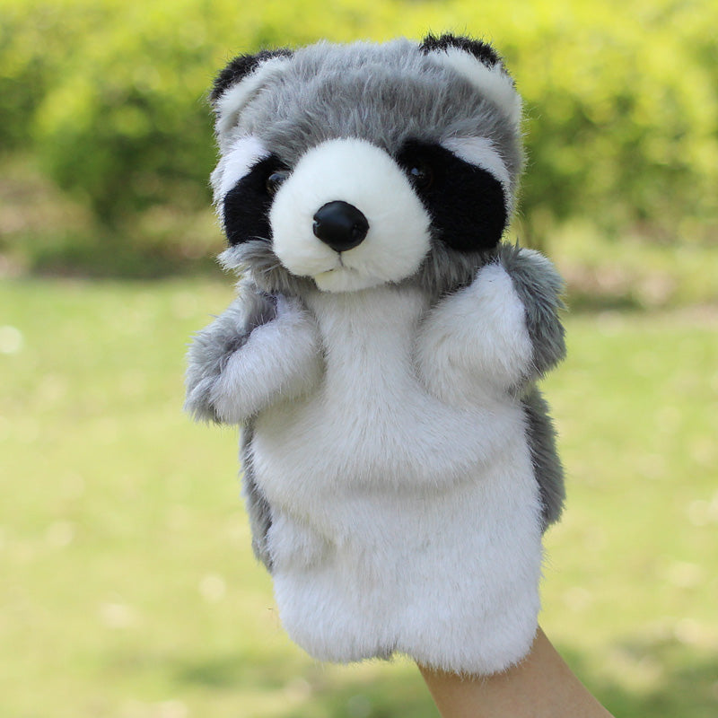 super cute cartoon animal raccoon plush toy hand puppet baby placate toy telling story birthday gift 1pc