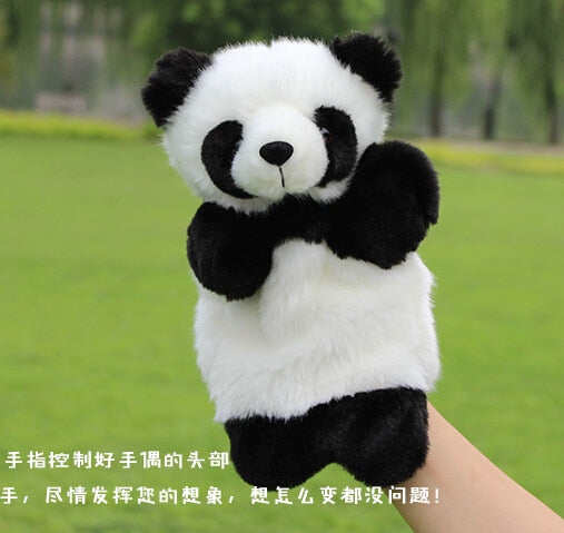 Candice guo! plush toy animal hand puppet cute panda pupet baby teaching game birthday gift 1pc
