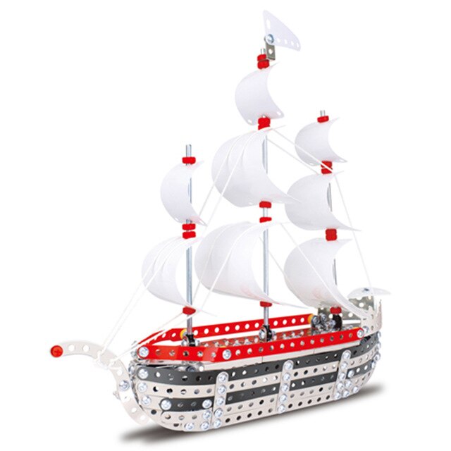 Children Educational Toys Metal Assembly Alloy Large Sailing Model DIY Building Block Set for Home Decor Kid Birthday Gift