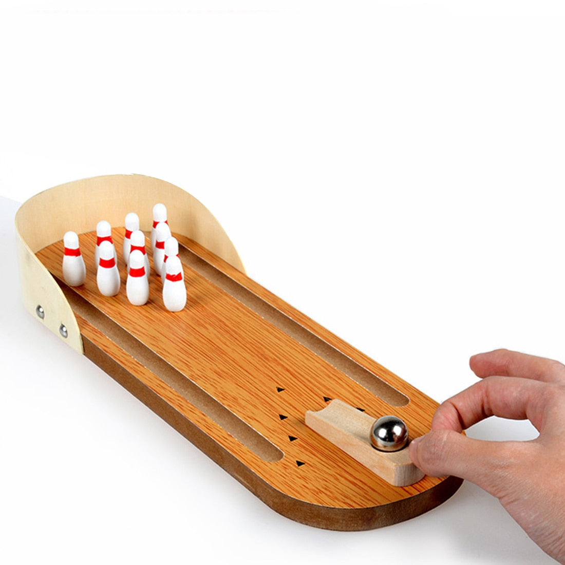 Children Sport Toys Wooden Mini Bowling Game Interactive Educational Desktop Toys for Kid Playing Finger Game Kit
