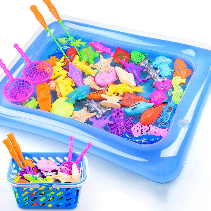 Children's 14pcs/Set Magnetic Fishing Parent-child interactive Toys Game Kids 1 Rod 1 net 12 3D Fish Baby Bath Toys outdoor toy