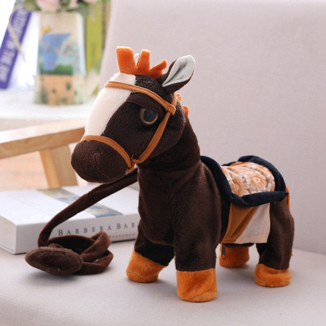 Cute Electric Horse Plush Toy Music Sound Walking Machinery Pony Electronic Remote Control Horse Toys For Children Birthday Gift