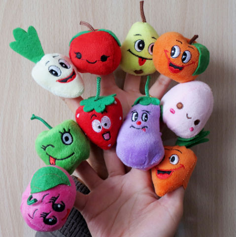 Fruit Veggie Finger Puppets Set Educational Toys Stuffed Toys 10 Different Fruits and Greenstuff