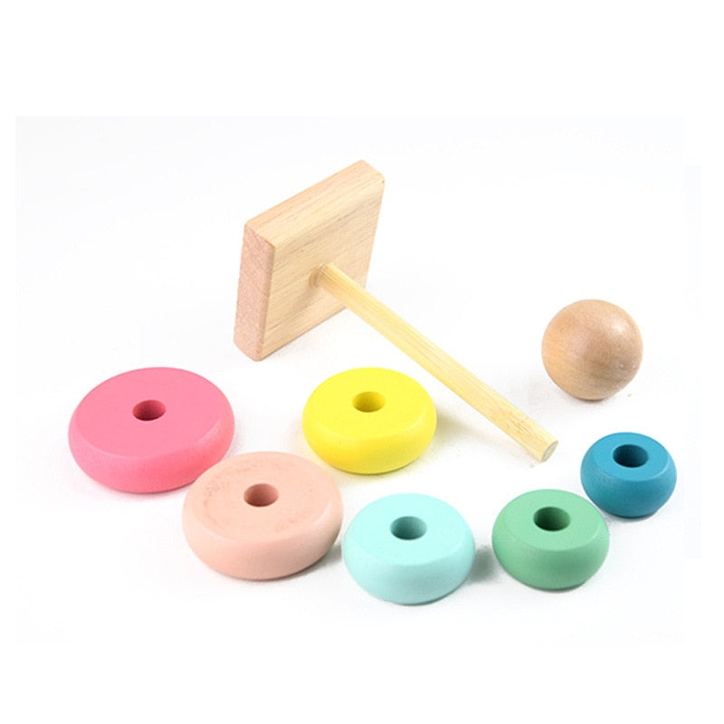 Funny Rainbow Stacking Ring Tower Stacking Folding Cup Stapelring Blocks Wood Plastic Toddler Toy Baby Toys Infant Toys
