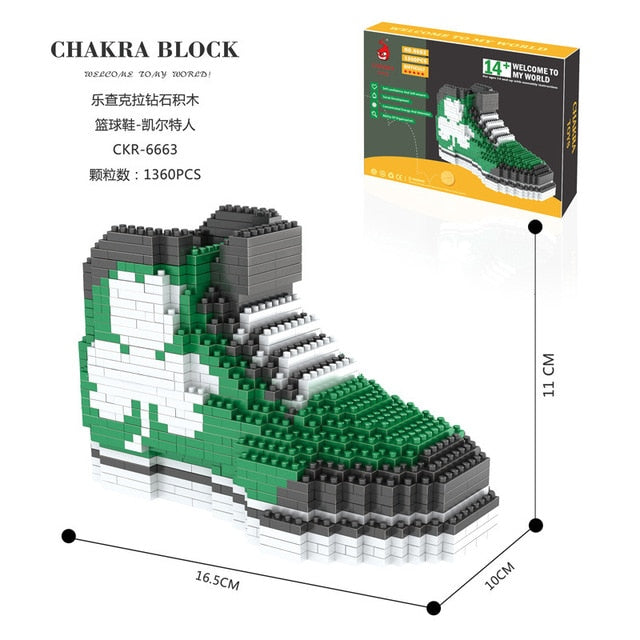 Famous Brand Sport Shoe Block AJ Black Toe Buckle Lighting Sneaker Basketball Building Kids Toys Compatible Legoings Friends