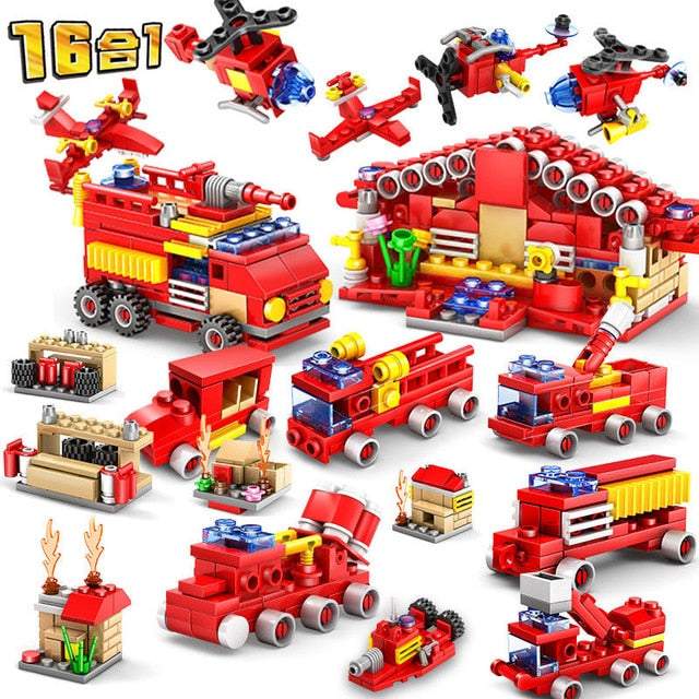 KAZI 80511 414pcs Fire Rescue Constructor Building Block Brick Model Kit Compatible Legoings City Firemen Kids Toys For Children