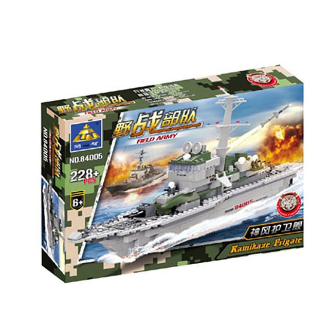 KAZI 84005 288pcs Military Frigate Building Blocks  Early Educational DIY Brick Toys For Children Compatible Legoings City Boy