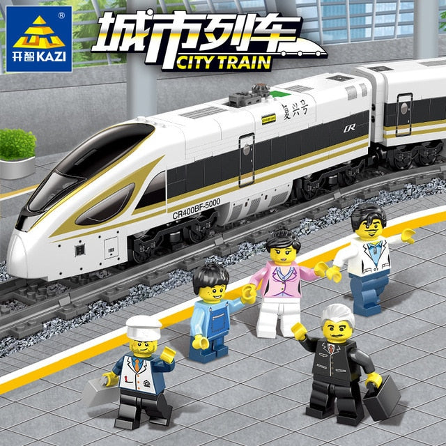 KAZI 98228 98229 647pcs GBL Powered Electric High-speed Rail Train DIY Building Blocks Bricks Toys For Children Legoings City