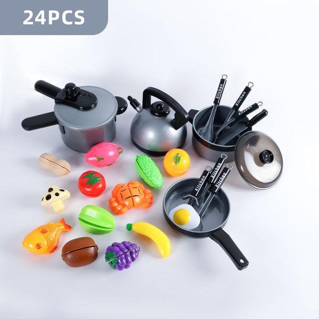 3-40 Pieces Funny Mini Kitchen Cookware Pot Pan Set for Kids Pretend Cook  Play Toy