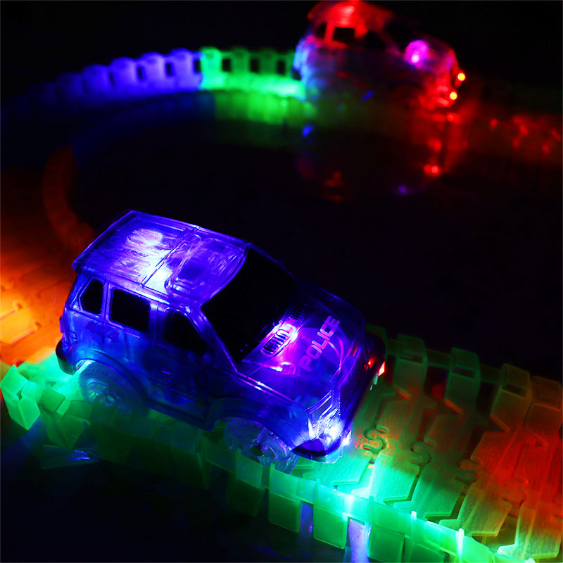 Magical Track Racing Cars With Colored Lights DIY Plastic Racing Rrack Glowing In The Dark Creative Gifts Toys For Children