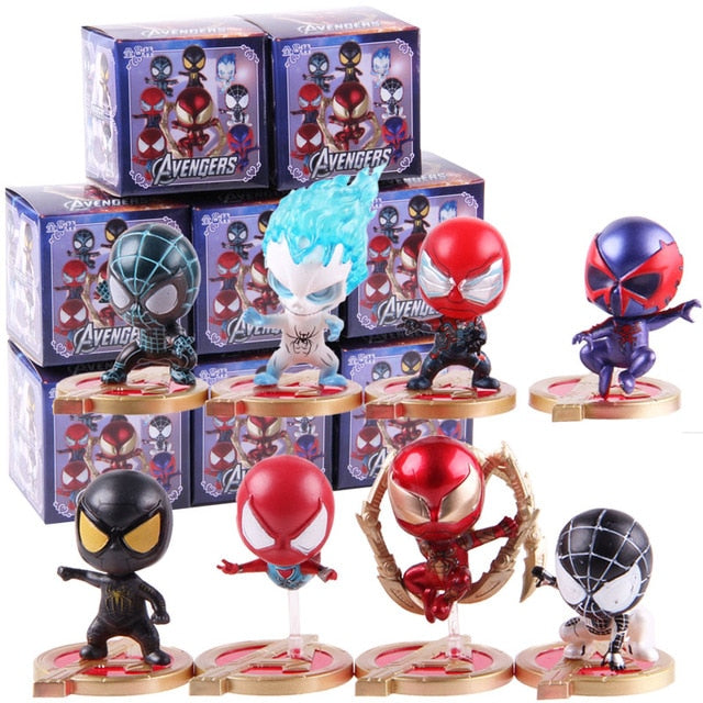 Marvel Avengers Cosbaby Spiderman Iron Spider Spider Man Spider-Man Action Figure Doll Mini Collectible Model Toy 8pcs/set