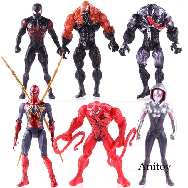 Marvel Spiderman Venom Carnage Miles Morales Gwen Stacy Thanos Thor Deadpool Captain America Action Figure Toys Set with Light