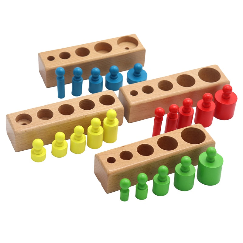 Montessori Cylinder Socket Puzzles Toy Baby Development Practice And SensesPreschool Educational Wooden Toys For Children