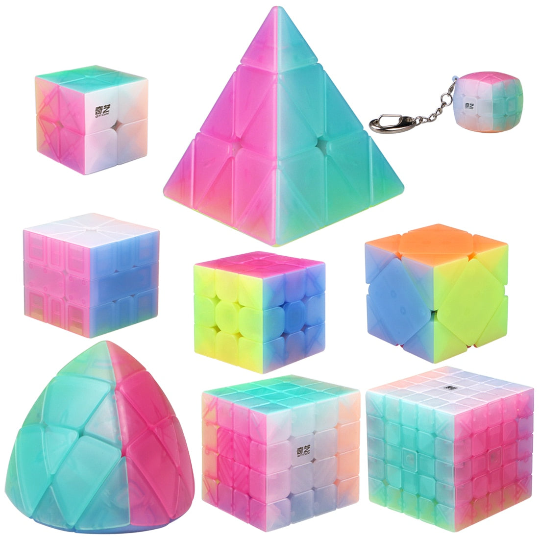QiYi Jelly Cube Set Including Pyramid SQ-1 Mastermorphix 2x2 3x3 4x4 5x5 Magic Cube Kits