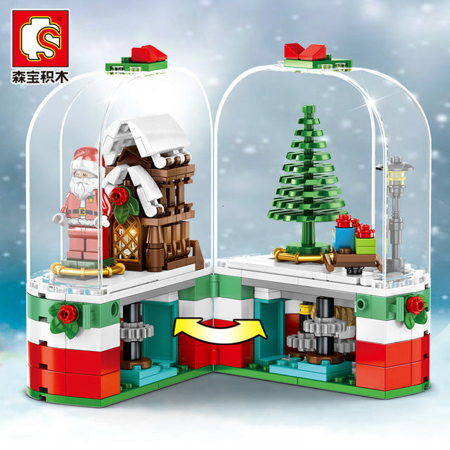 SY601090 249+PCS Rotating Christmas House Model Building Blocks Bricks Kids Toys For Children Compatible Legoings Friends