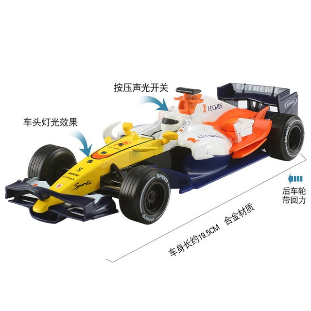 Scale 1:32 Formula 1 Alloy Metal  Sports Car Salon Pull Back Sound Light Toys For Children Birthday Gift Wheels Diecast F1