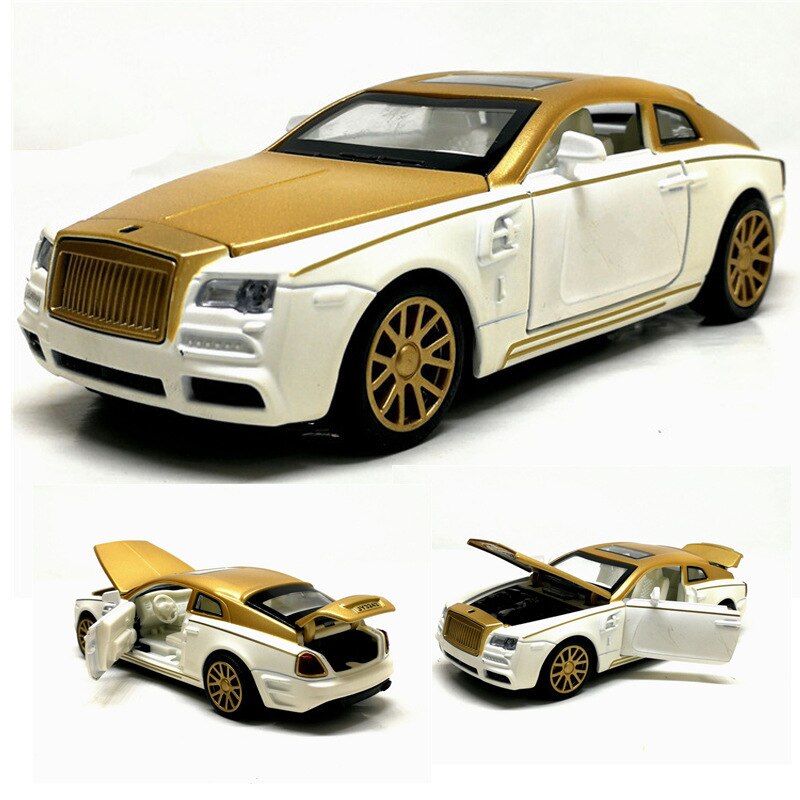 Scale 1:32 Rolls Wraith Alloy Car Diecast Model Light Sound Pull Back High Simulation Toys For Children Car Collection