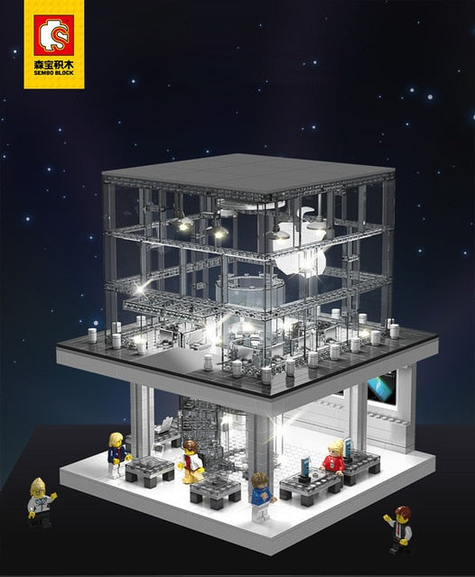 Senbo 6900 Apple Flagship Store With Light Set City Street Building Blocks Bricks Kids Toys For Children Christmas Legoings City