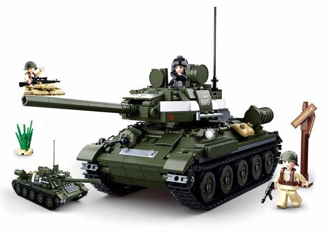 Sluban B0689 687pcs Tank T34 Building Blocks Bricks Kids Toys For Children Compatible Legoings Military Figure Christmas Gift