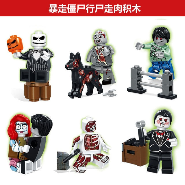 TBS23-28 6pcs/set Zombie Halloween Jack Skellington Ghost Horror Building Blocks Figures Halloween Kids Toys Compatible Legoings