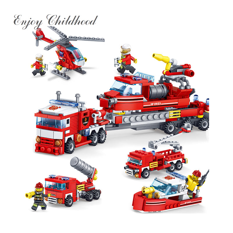 Toys 348PCS DIY Fire Station Building Blocks Bricks Toys For Children Compatible Legoing City Construction Firefighter Firemen