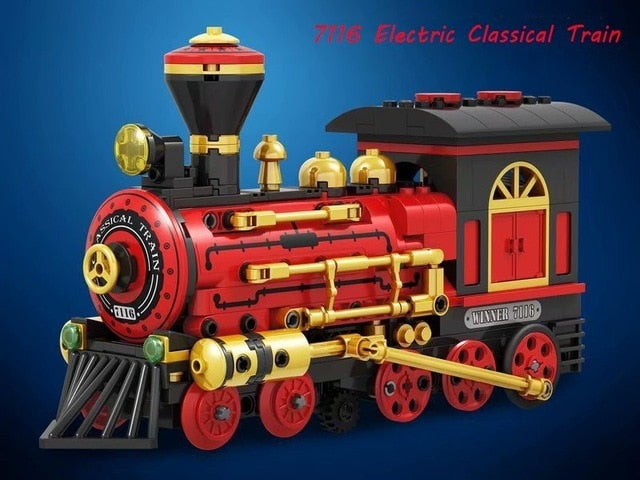 Winner 7116 372pcs Electric Classical Train Building Blocks Bricks Classic Power Model Kids Toys Compatible Legoings Technic