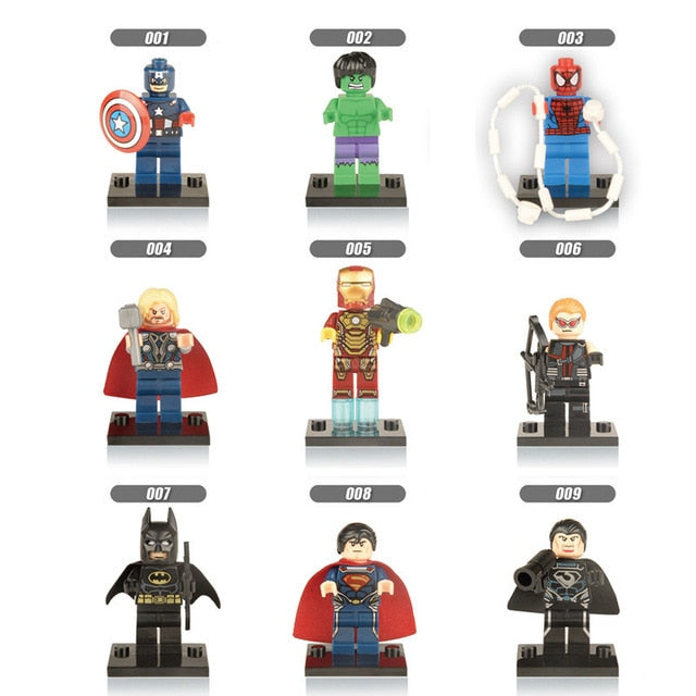 X001-018 Super Heroes X-Man Batman Spiderman Deadpool Hulk Figures Building Blocks Bricks Kids Toys Compatible Legoings