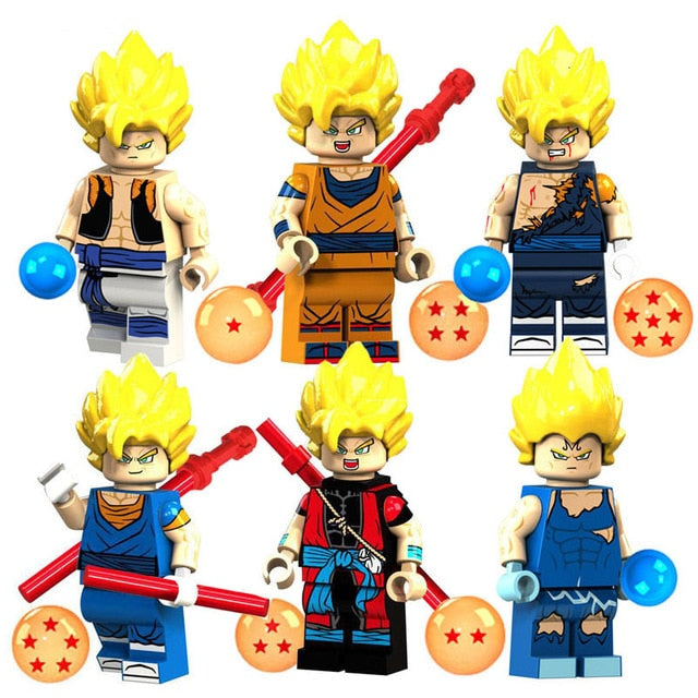 XP021-026 6pcs/lot Dragon Ball Z Super Heroes Goku Vegeta Vermouth Freiza Building Blocks Bricks Kids Toys Legoings Figures