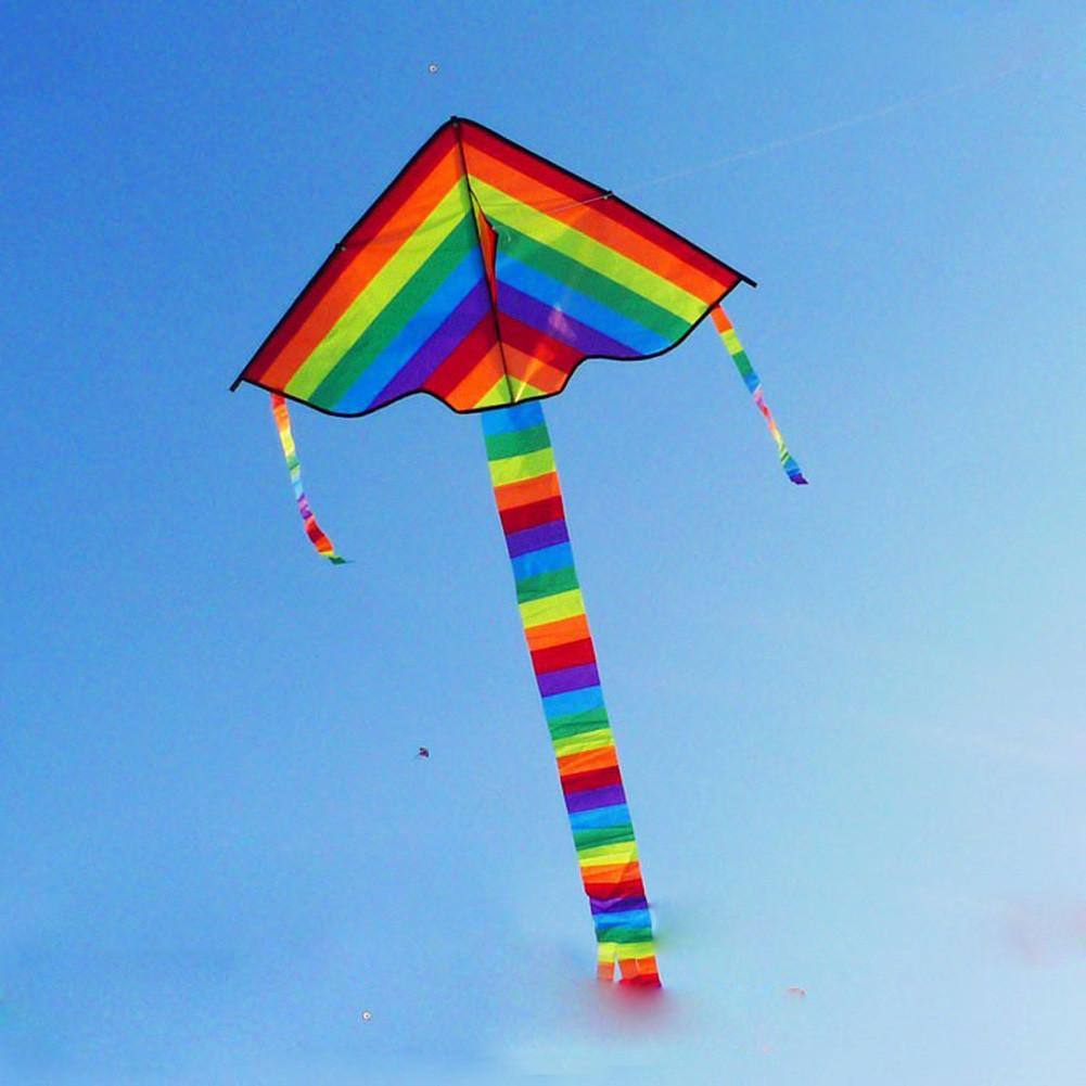 Long Tail Nylon Rainbow Kite Outdoor Foldable Children's Kite Stunt Kite Surf without Control Bar and Line