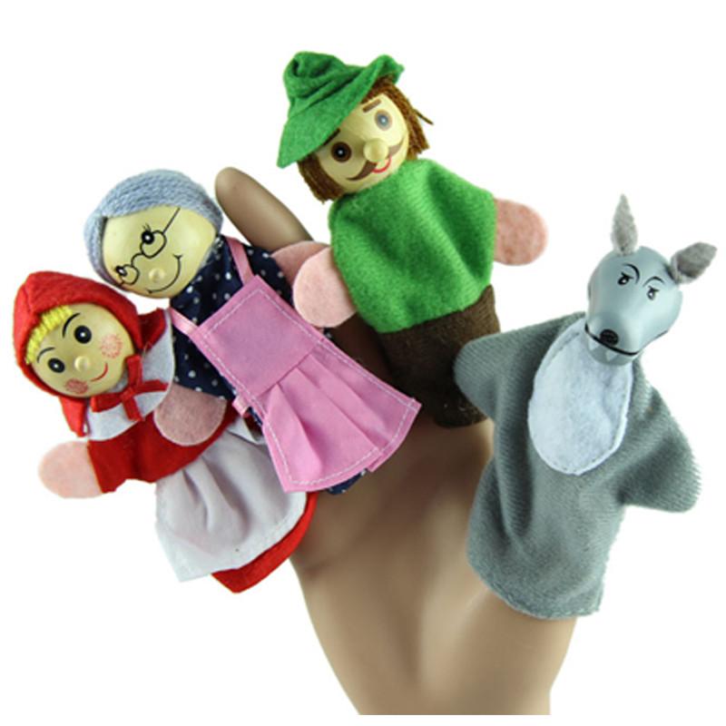 4PCS Little Red Riding Hood Cartoon Finger Puppets Christmas Gifts Baby Finger puppet