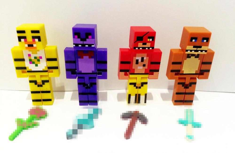 4pcs/set Minecraft Five Nights At Freddy's 4 FNAF Foxy Chica Bonnie Freddy Action Figures Kid Toy Christmas Gifts