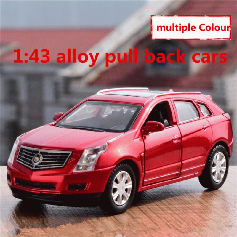 1:43 alloy pull back cars,high simulation Cadillac SRX model,2 open door,metal diecasts,toy vehicles