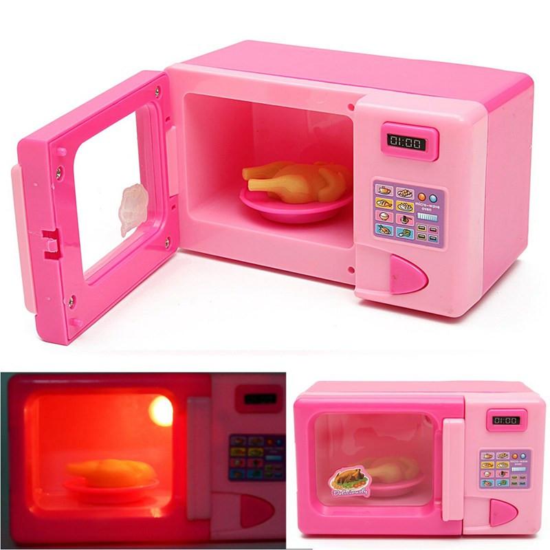 Children Kid Mini Cute Pink Microwave Oven Pretend Role Play Toy