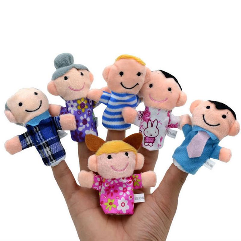 Happy Family!! 6pcs/lot Family Members Finger Puppets Baby Infant Early Educational Plush Toys