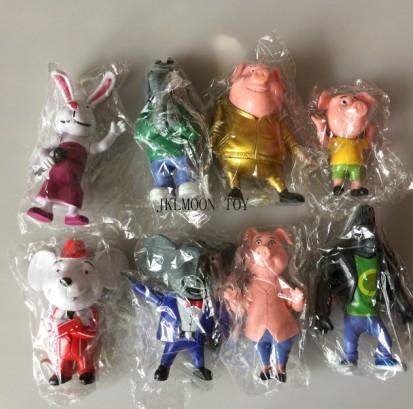 8PCS/LOT Cartoon Movie Sing Action Figure Toys Buster Moon Johnny Dolls 7-10cm